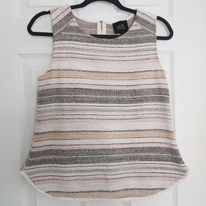 W5 Anthropologie striped textured top with fringe